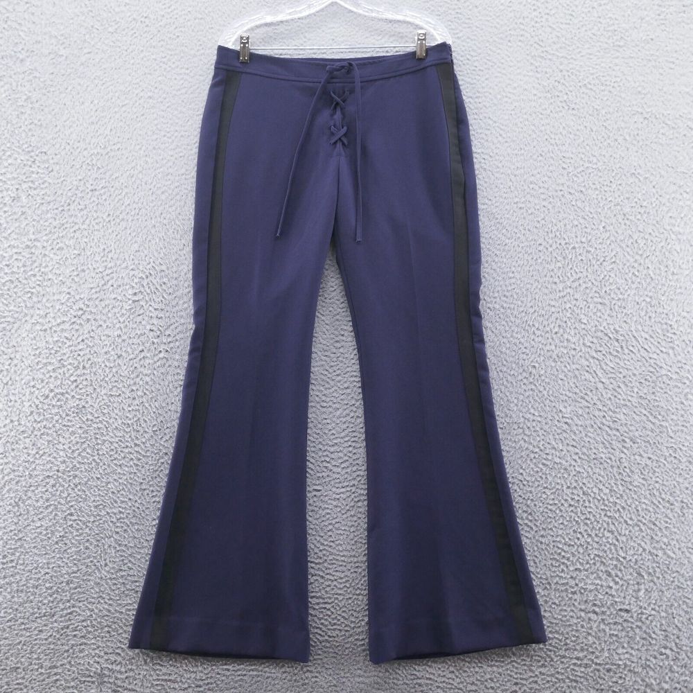 Banana Republic Womens Olivia Palermo Flare Dress Pants 8 Blue Lace Up Tuxedo